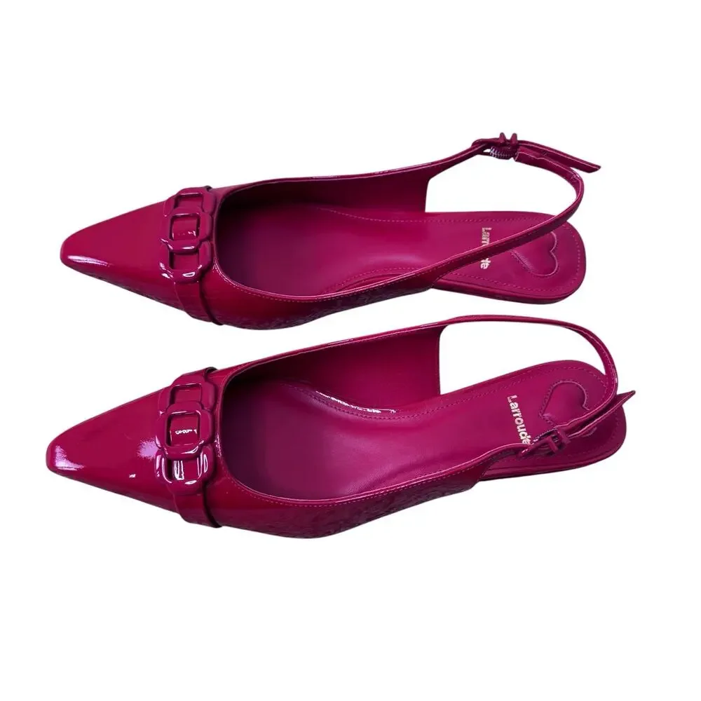 LARROUDE Franca Pumps in Patent Leather Scarlet Red Size 7 - Picture 2 of 8